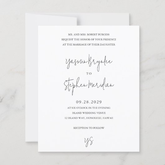 Modern Black and White Chic Budget Wedding Invite (正面)