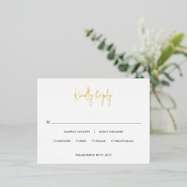 Modern Black and White Chic Wedding Foil RSVP Card 箔招待状ポストカード