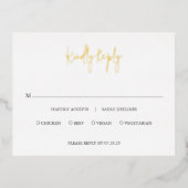 Modern Black and White Chic Wedding Foil RSVP Card 箔招待状ポストカード (正面)