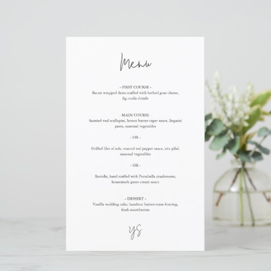 Modern Black and White Chic Wedding Menu (スタンド正面)