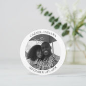 Modern Black and White Circle Photo Save the Date セーブザデート (スタンド正面)