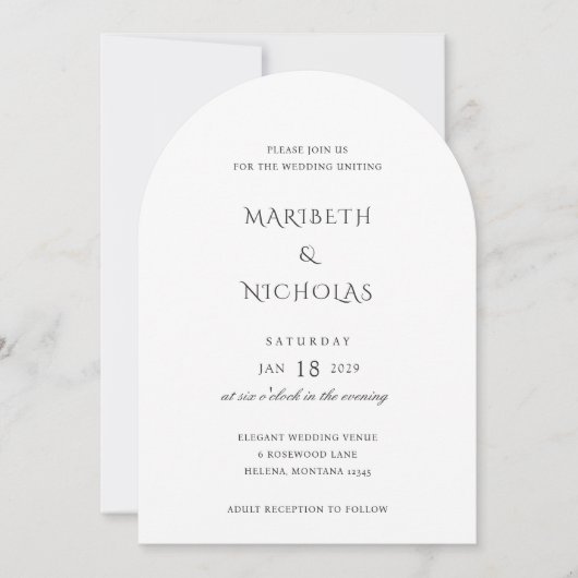 Modern Black and White Classy Wedding 招待状 (正面)