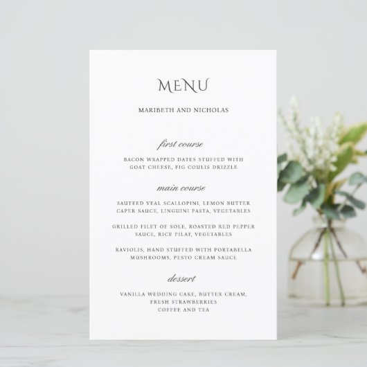Modern Black and White Classy Wedding Menu (スタンド正面)