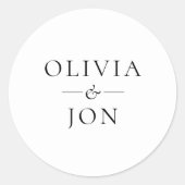 Modern Black and White Couples Names Wedding ラウンドシール (正面)