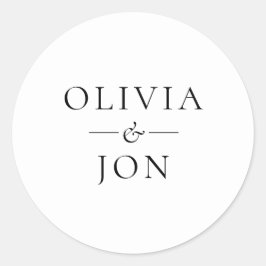 Modern Black and White Couples Names Wedding ラウンドシール