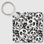 Modern Black and White Cute Panda Bear Pattern キーホルダー (正面)