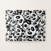 Modern Black and White Cute Panda Bear Pattern ジグソーパズル (横)