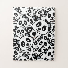 Modern Black and White Cute Panda Bear Pattern ジグソーパズル