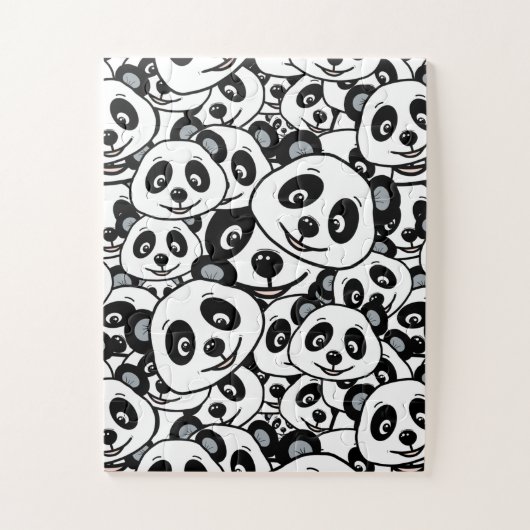 Modern Black and White Cute Panda Bear Pattern ジグソーパズル (縦)