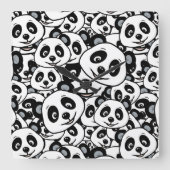 Modern Black and White Cute Panda Bear Pattern スクエア壁時計 (正面)
