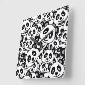 Modern Black and White Cute Panda Bear Pattern スクエア壁時計 (傾斜)