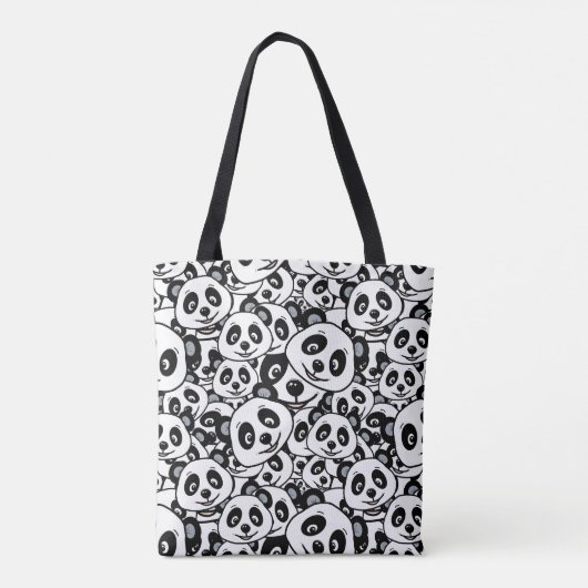 Modern Black and White Cute Panda Bear Pattern トートバッグ (裏面)