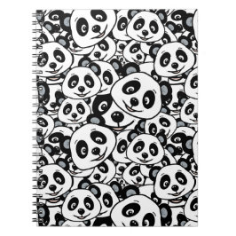 Modern Black and White Cute Panda Bear Pattern ノートブック