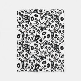 Modern Black and White Cute Panda Bear Pattern フリースブランケット