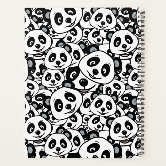 Modern Black and White Cute Panda Bear Pattern プランナー手帳 (裏面)