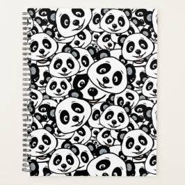 Modern Black and White Cute Panda Bear Pattern プランナー手帳