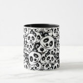 Modern Black and White Cute Panda Bear Pattern マグカップ (中央)