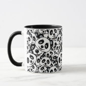 Modern Black and White Cute Panda Bear Pattern マグカップ (左)