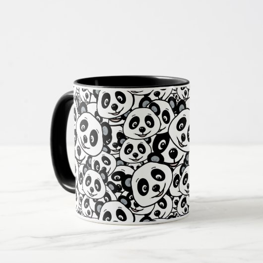 Modern Black and White Cute Panda Bear Pattern マグカップ (正面左)