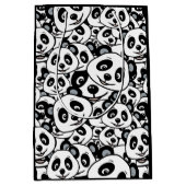 Modern Black and White Cute Panda Bear Pattern ミディアムペーパーバッグ (正面)