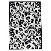 Modern Black and White Cute Panda Bear Pattern ミディアムペーパーバッグ (裏面)