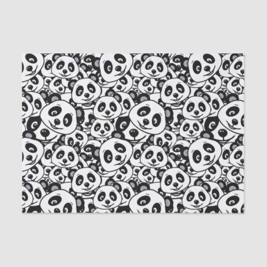 Modern Black and White Cute Panda Bear Pattern 薄葉紙 (正面)