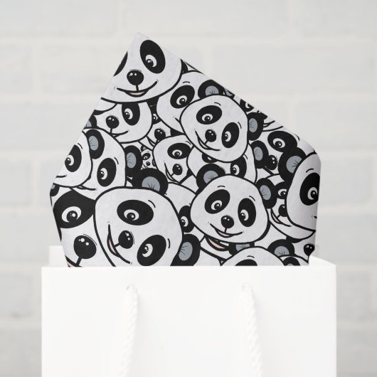 Modern Black and White Cute Panda Bear Pattern 薄葉紙 (ギフトバッグ)