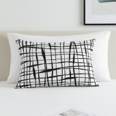 Modern Black and White Fenced Accent Pillow アクセントクッション