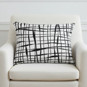 Modern Black and White Fenced Accent Pillow アクセントクッション