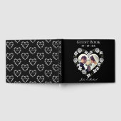 Modern Black and White Floral Heart Wedding Guest  ゲストブック (全面)
