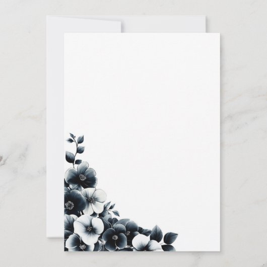 Modern Black and White Floral Wedding After Party 招待状 (裏面)
