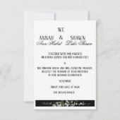 Modern Black and White Floral Wedding Invitation 招待状 (正面)