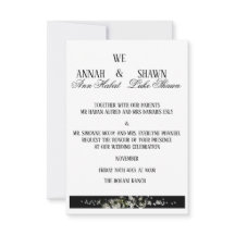 Modern Black and White Floral Wedding Invitation