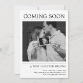 Modern Black and White Gender Neutral Pregnancy 案内状 (正面)