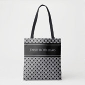 Modern Black and White Geometric Diamond Pattern トートバッグ (正面)