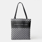 Modern Black and White Geometric Diamond Pattern トートバッグ (裏面)