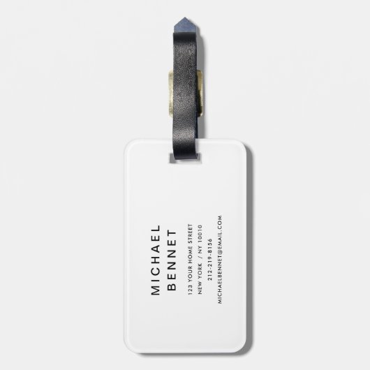 Modern Black And White Golf Sport ラゲッジタグ (裏面縦)