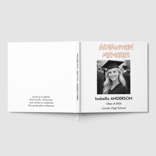 Modern Black and White Graduation Party ゲストブック (全面)