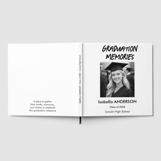 Modern Black and White Graduation Party ゲストブック (全面)