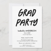 Modern Black and White Graduation Party 招待状 (正面)