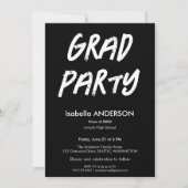 Modern Black and White Graduation Party 招待状 (正面)