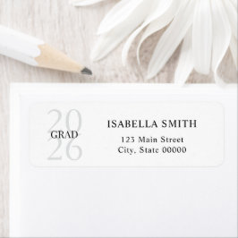 Modern Black and White Graduation Return Address ラベル