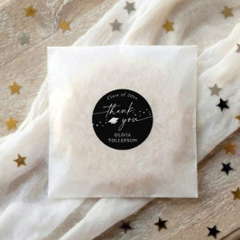 Modern Black and White Graduation Thank You Favor ラウンドシール