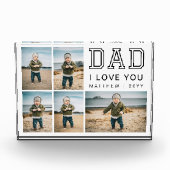 Modern Black and White Grid Collage I Love You Dad フォトブロック (正面)