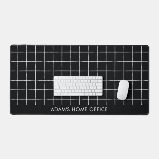 Modern Black And White Grid Office Business Name デスクマット (キーボード&マウス)