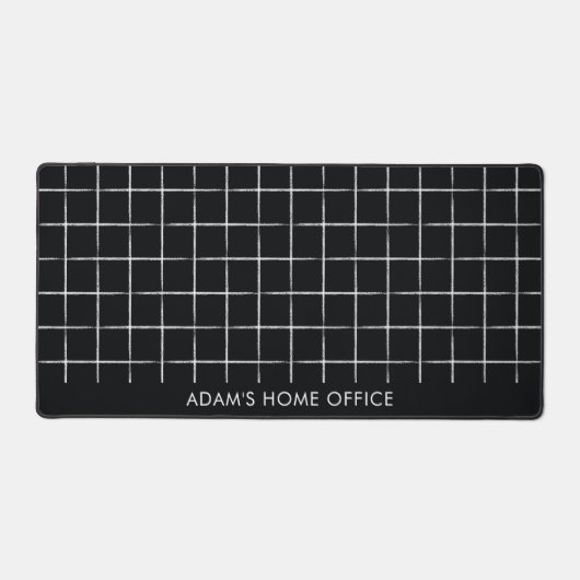 Modern Black And White Grid Office Business Name デスクマット (正面)