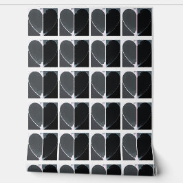 Modern Black and White Half Hearts Art Pattern 壁紙