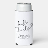 Modern Black and white Hello 30 Birthday スリム缶クーラー (Seltzer正面)