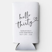 Modern Black and white Hello 30 Birthday スリム缶クーラー (正面)