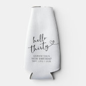 Modern Black and white Hello 30 Birthday ボトルクーラー (正面)